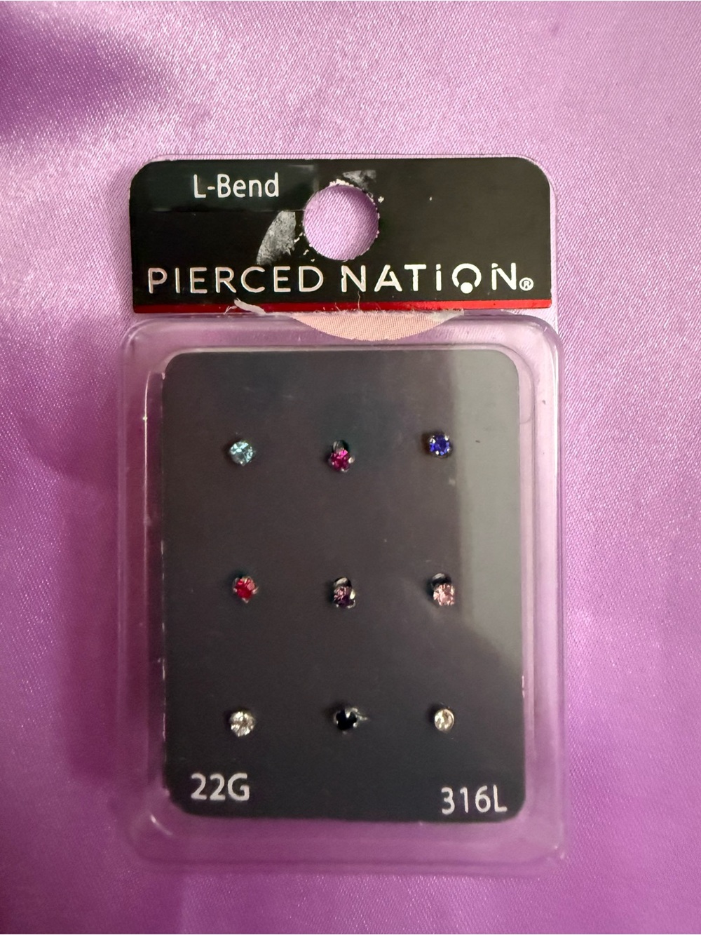 Women's Multi-Color L-Bend Nose Stud Set - 22G 316L